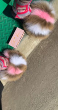 Load and play video in Gallery viewer, Fur Slides- Pink Brown and White