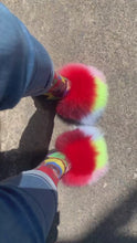Load and play video in Gallery viewer, ChrissVonne Vibrant Dream Fur Slides