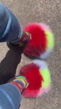 Load and play video in Gallery viewer, ChrissVonne Vibrant Dream Fur Slides