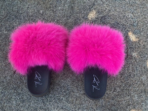 Fur Slides- Fuchsia