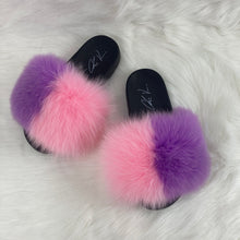 Load image into Gallery viewer, Fur Slides- Pink and Purple
