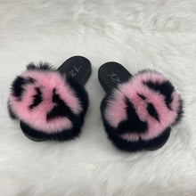 Load image into Gallery viewer, Fur Slides- Pink and Black
