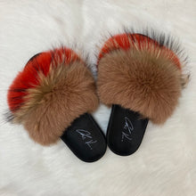 Load image into Gallery viewer, Fur Slides-Brown and Red
