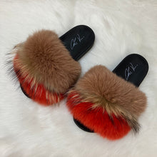 Load image into Gallery viewer, Fur Slides-Brown and Red
