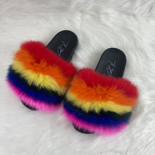 Load image into Gallery viewer, Fur Slides-Rainbow
