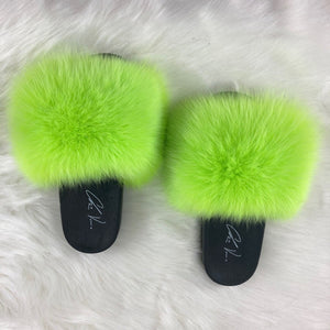 Fur Slides- Lime Green